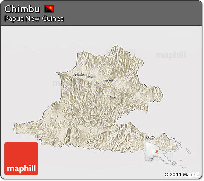 Shaded Relief Panoramic Map of Chimbu, cropped outside