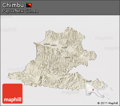 Shaded Relief Panoramic Map of Chimbu, cropped outside
