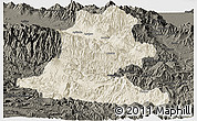 Shaded Relief Panoramic Map of Chimbu, darken