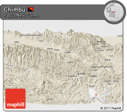 Shaded Relief Panoramic Map of Chimbu
