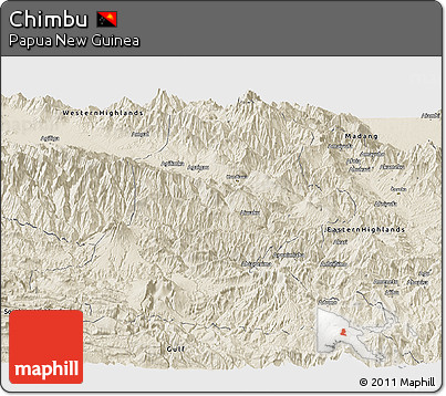Shaded Relief Panoramic Map of Chimbu
