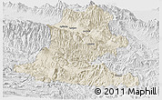 Shaded Relief Panoramic Map of Chimbu, lighten, desaturated