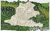 Shaded Relief Panoramic Map of Chimbu, satellite outside