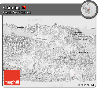 Silver Style Panoramic Map of Chimbu