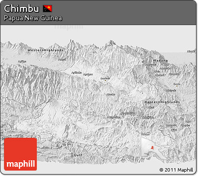 Silver Style Panoramic Map of Chimbu