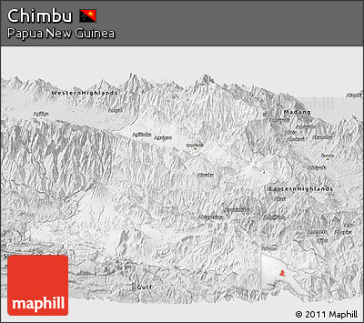 Silver Style Panoramic Map of Chimbu