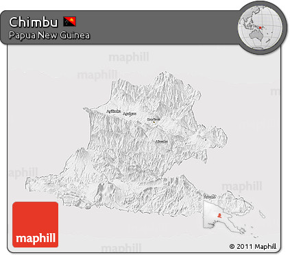 Silver Style Panoramic Map of Chimbu, single color outside