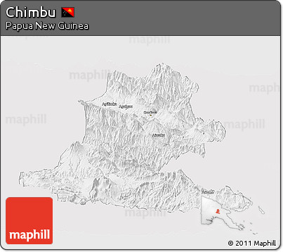 Silver Style Panoramic Map of Chimbu, single color outside