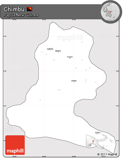 Silver Style Simple Map of Chimbu, cropped outside