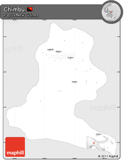 Silver Style Simple Map of Chimbu, single color outside