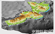 Physical Panoramic Map of East New Britain, darken, desaturated