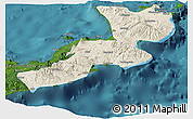 Shaded Relief Panoramic Map of East New Britain, satellite outside