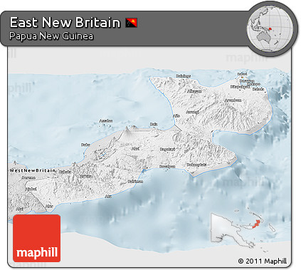 Silver Style Panoramic Map of East New Britain