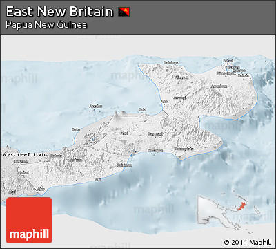 Silver Style Panoramic Map of East New Britain
