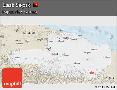 Classic Style 3D Map of East Sepik