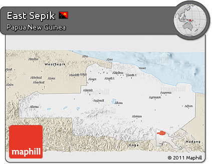 Classic Style 3D Map of East Sepik