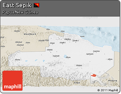 Classic Style 3D Map of East Sepik