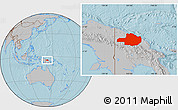 Gray Location Map of East Sepik, hill shading