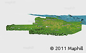 Satellite Panoramic Map of East Sepik, single color outside