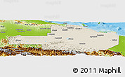 Shaded Relief Panoramic Map of East Sepik, physical outside