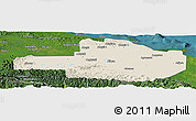Shaded Relief Panoramic Map of East Sepik, satellite outside