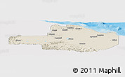Shaded Relief Panoramic Map of East Sepik, single color outside