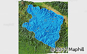 Political 3D Map of Eastern Highlands, satellite outside