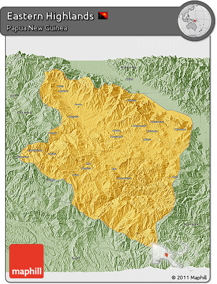 Savanna Style 3D Map of Eastern Highlands
