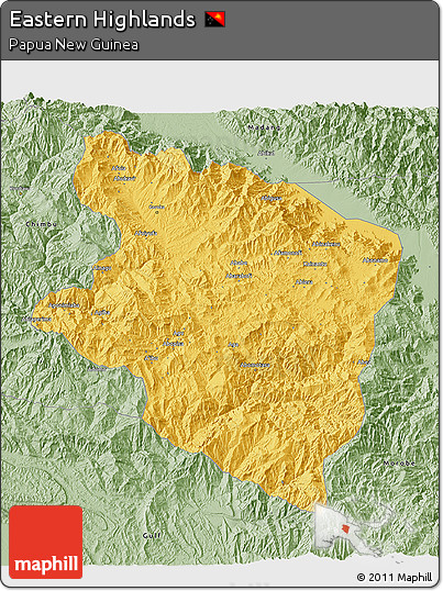 Savanna Style 3D Map of Eastern Highlands