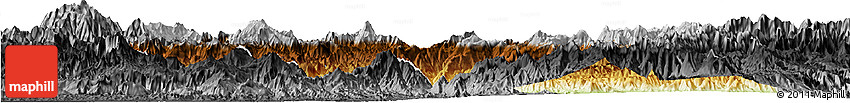 Physical Horizon Map of Eastern Highlands, darken, desaturated