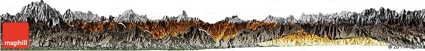 Physical Horizon Map of Eastern Highlands, darken, semi-desaturated
