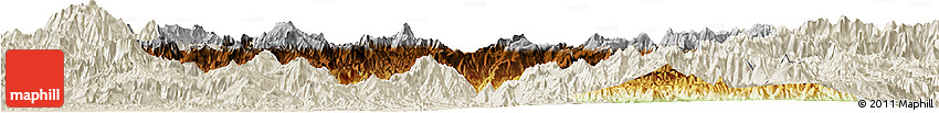 Physical Horizon Map of Eastern Highlands, shaded relief outside