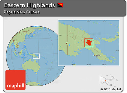 Savanna Style Location Map of Eastern Highlands