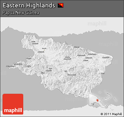 Gray Panoramic Map of Eastern Highlands, single color outside