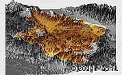 Physical Panoramic Map of Eastern Highlands, darken, desaturated