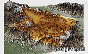 Physical Panoramic Map of Eastern Highlands, darken, semi-desaturated