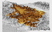 Physical Panoramic Map of Eastern Highlands, lighten, desaturated