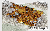 Physical Panoramic Map of Eastern Highlands, lighten, semi-desaturated