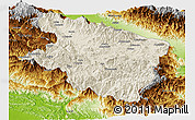 Shaded Relief Panoramic Map of Eastern Highlands, physical outside
