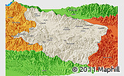 Shaded Relief Panoramic Map of Eastern Highlands, political outside