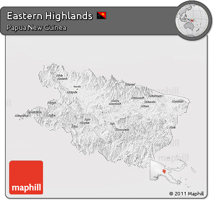 Silver Style Panoramic Map of Eastern Highlands, single color outside