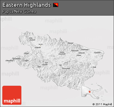Silver Style Panoramic Map of Eastern Highlands, single color outside
