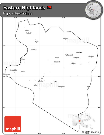 Blank Simple Map of Eastern Highlands, cropped outside