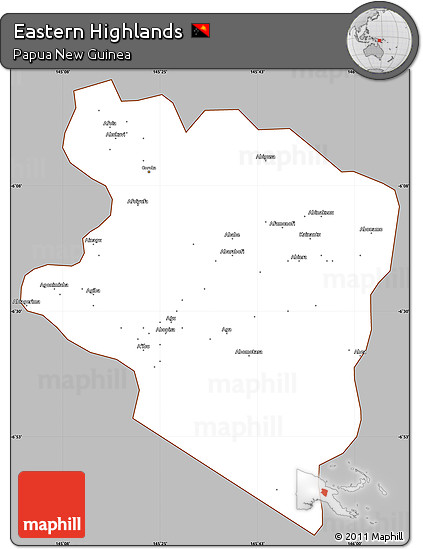 Gray Simple Map of Eastern Highlands, cropped outside