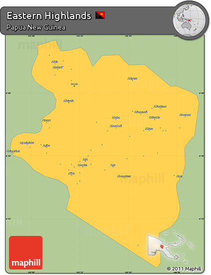 Savanna Style Simple Map of Eastern Highlands, single color outside