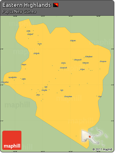 Savanna Style Simple Map of Eastern Highlands, single color outside