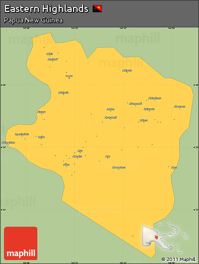 Savanna Style Simple Map of Eastern Highlands, single color outside