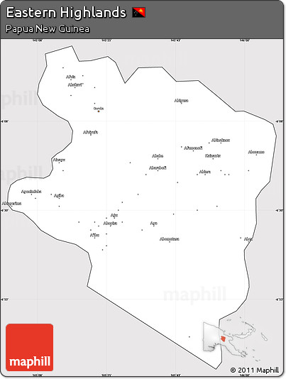 Silver Style Simple Map of Eastern Highlands, cropped outside