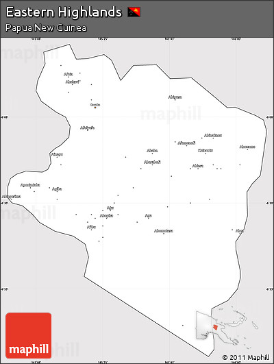 Silver Style Simple Map of Eastern Highlands, cropped outside
