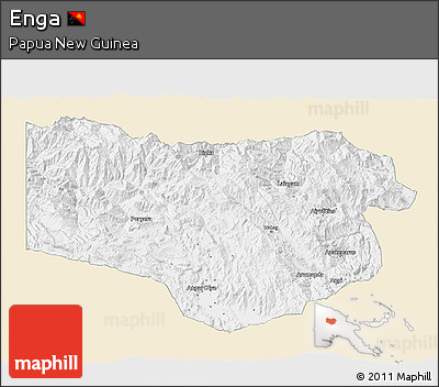 Classic Style 3D Map of Enga, single color outside